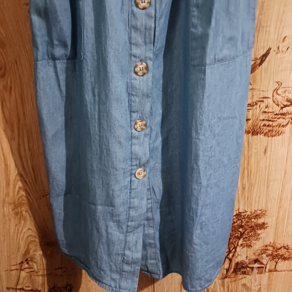 Rebellion Denim Jumper Pinafore Apron Midi Summer Dress - Picture 4 of 13